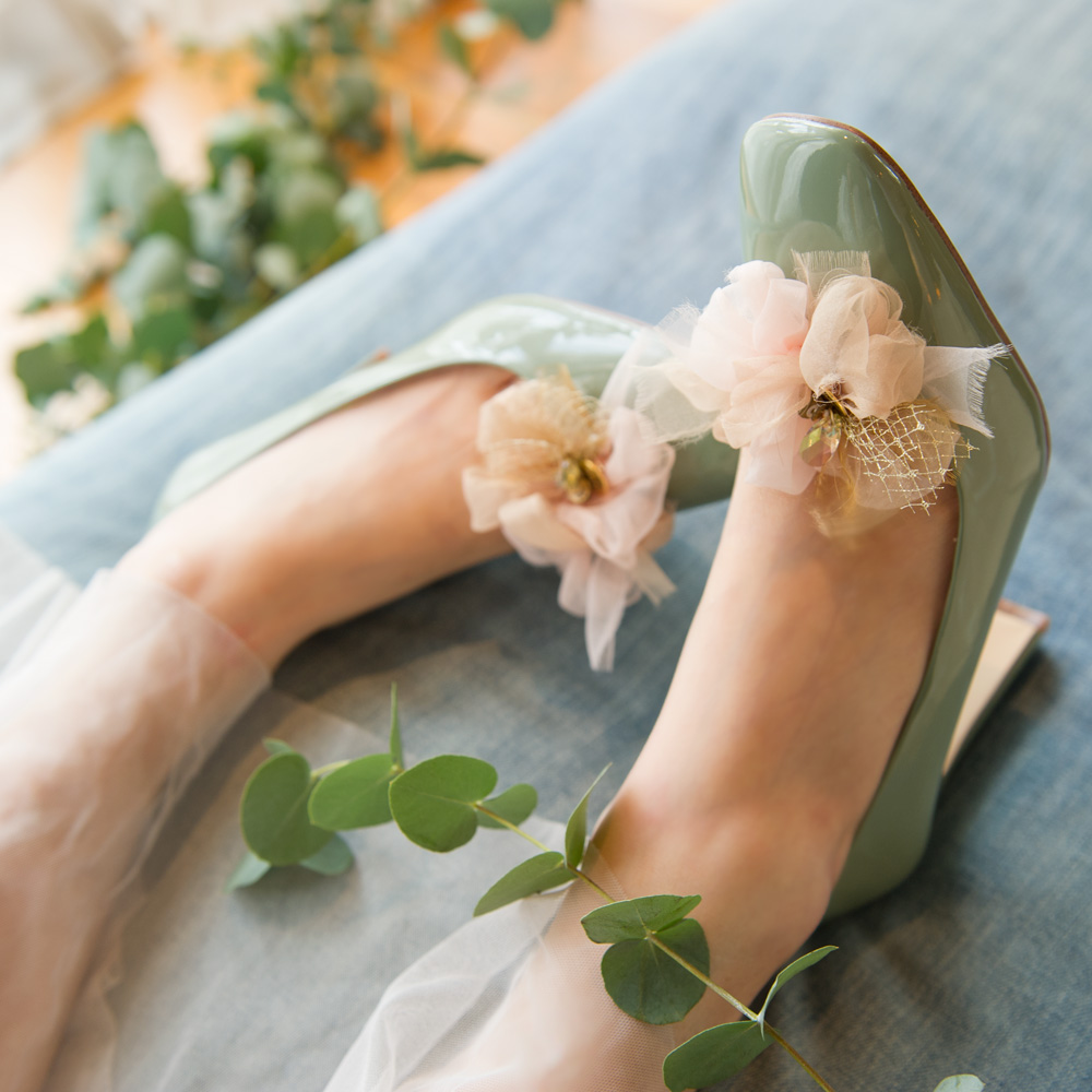 咲き編みシューズクリップ